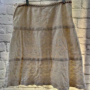 Ruth  Anthropologie cotton lace cream colored skirt size 10.